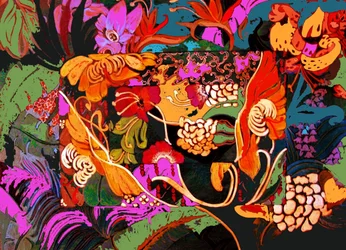 花のコラージュ、2016年（ミクストメディア）