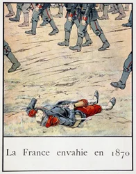 1870年に侵攻したフランス（戦場で死んだ兵士）-ジャック・バンヴィル編『フランス小史』よりマネ