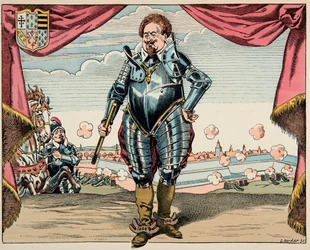 ジャック・マリー・ガストン・オンフレ・ド・ブレヴィル、通称ジョブ（1858-1931）が挿絵を手がけた書籍『善王アンリ』からの挿絵：シャルル・ド・ロレーヌ（1554-1611）の肖像。マイエンヌ公、同盟の軍事指導者、アンリ4世の敵 - 個人蔵