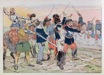 Jacques Marie Gaston Onfray de Breville dit JOB (1858 - 1931); "Les epees de France" の挿絵：フランスの栄光から1914年のポイユまでのアレゴリー; Coll, Part