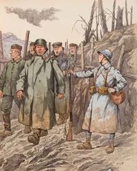 Jacques Marie Gaston Onfroy de Breville dit JOB (1858-1931) - Blueberry (第一次世界大戦中、ドイツ人捕虜を監督する若い新兵), Private Collection