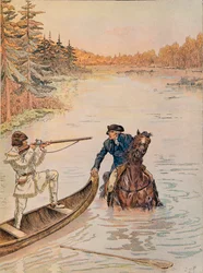 ジャック・マリー・ガストン・オンフロイ・ド・ブレヴィル（JOB）（1858-1931） - ジョルジュ・ワシントンが彼の土地で狩猟の護衛をしている様子、プライベート・コレクション