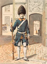 Jacques Marie Gaston Onfroy de Breville dit JOB (1858-1931) - フランス軍の常時着用している服装。王立衛兵第8連隊（1815年）、個人蔵