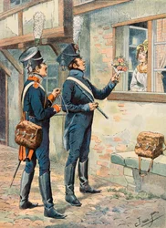 Jacques Marie Gaston Onfroy de Breville dit JOB (1858-1931) - フランス軍の常備服。第一帝政期の軽装歩兵の音楽隊、個人蔵