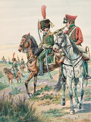 Jacques Marie Gaston Onfroy de Breville dit JOB (1858-1931) - フランス軍の常時着用の衣装。アレンベルクフのレジェス馬のトランペット（1807年）、個人蔵