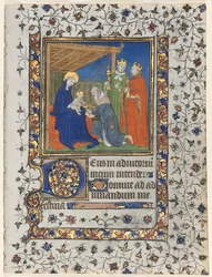 Book of Hours の Bifolio: Adoration of the Magi